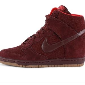 Nike Dunk Sky Hi Wedge Sneaker Burgundy Size 6.5